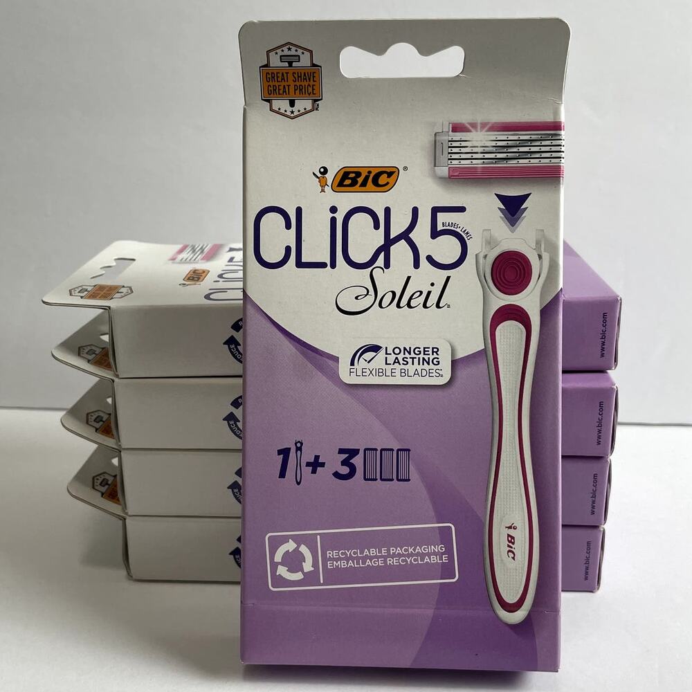 Bic Soleil Click 5 Razors 1 Handle 3 Refills 5 Boxes NEW UNUSED